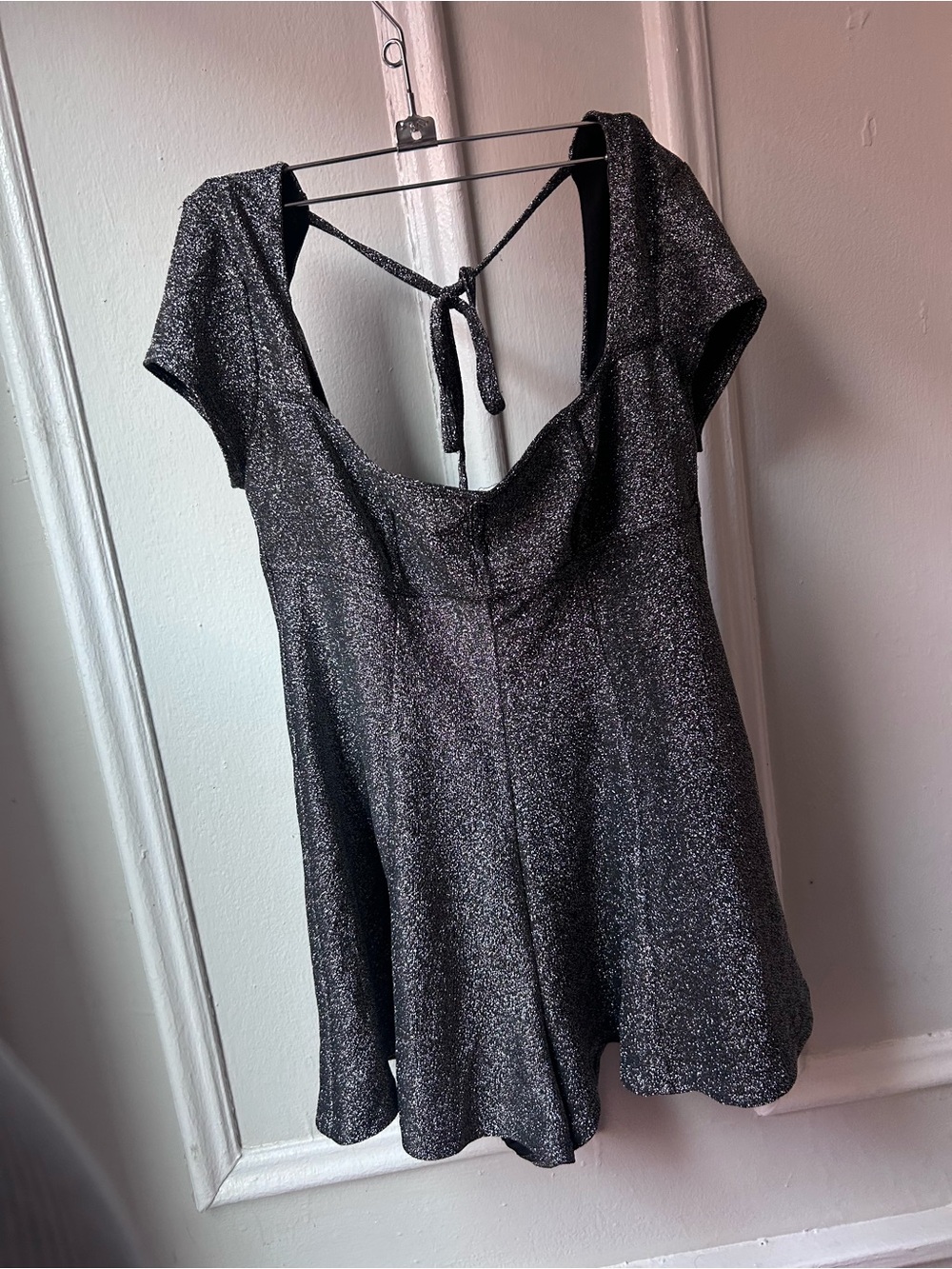 Silver Sparkle Short Sleeve Romper Dress - Picture 1 of 4